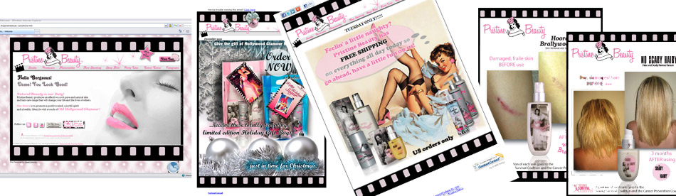 Pristine Beauty Website, email advertising, sell sheets, blog