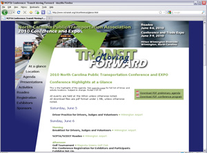 NCPTA Event 2009 Web screen shot